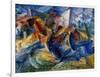 Horse and Rider and Buildings, 1914-Umberto Boccioni-Framed Giclee Print