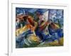 Horse and Rider and Buildings, 1914-Umberto Boccioni-Framed Giclee Print