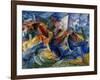 Horse and Rider and Buildings, 1914-Umberto Boccioni-Framed Giclee Print