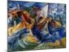 Horse and Rider and Buildings, 1914-Umberto Boccioni-Mounted Giclee Print