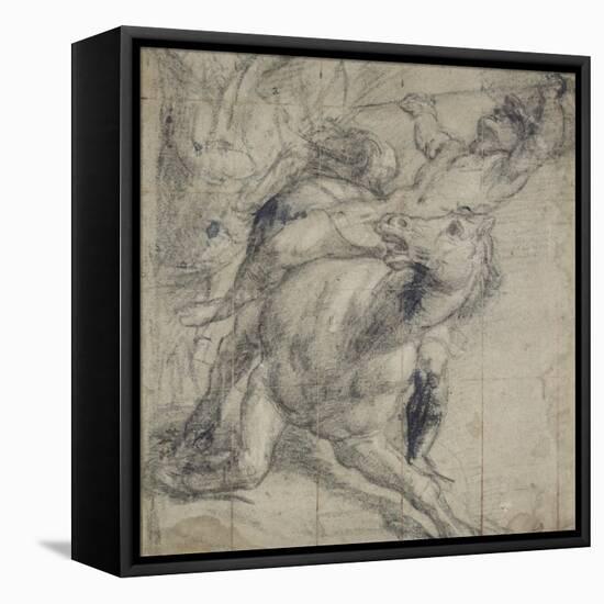 Horse and Rider Falling, C. 1537-Titian (Tiziano Vecelli)-Framed Stretched Canvas