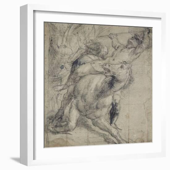 Horse and Rider Falling, C. 1537-Titian (Tiziano Vecelli)-Framed Giclee Print