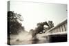 Horse and Rider Jump Though Pond and over Fence as Competitors in for the United Sta…, 1978 (Photo)-Nathan Benn-Stretched Canvas