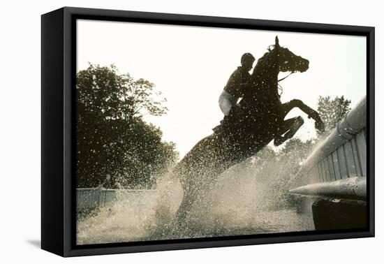 Horse and Rider Jump Though Pond and over Fence as Competitors in for the United Sta…, 1978 (Photo)-Nathan Benn-Framed Stretched Canvas