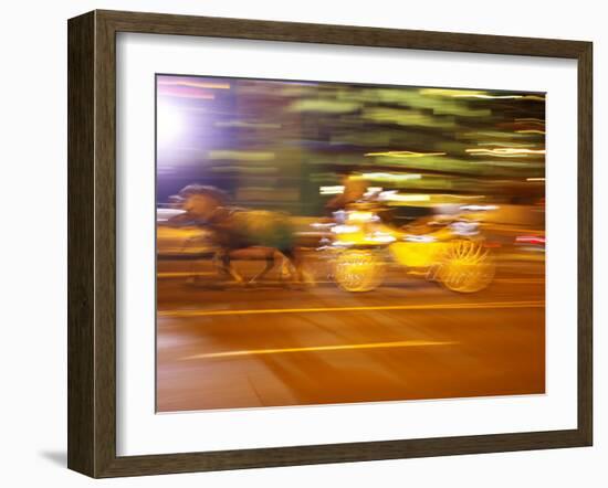 Horse and Wagon at Night, Melbourne, Victoria, Australia-David Wall-Framed Photographic Print