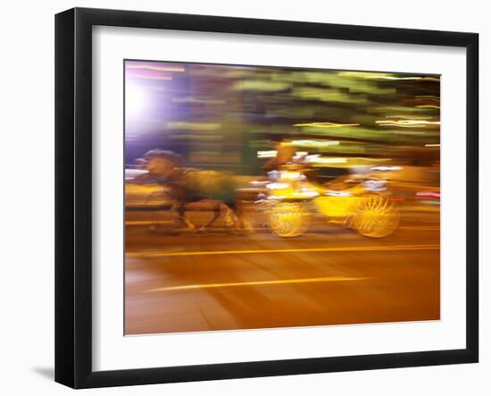 Horse and Wagon at Night, Melbourne, Victoria, Australia-David Wall-Framed Photographic Print