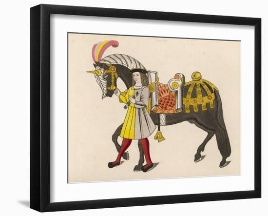 Horse Caparisoned (Dressed in Elaborate Harness Equipment) in Preparation for a Tournament-Henry Shaw-Framed Art Print