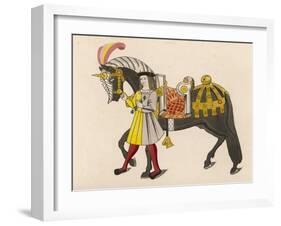 Horse Caparisoned (Dressed in Elaborate Harness Equipment) in Preparation for a Tournament-Henry Shaw-Framed Art Print