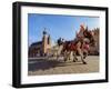 Horse Carriage with St. Mary Basilica in the background, Main Market Square, Cracow, Lesser Poland-Karol Kozlowski-Framed Photographic Print