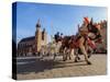 Horse Carriage with St. Mary Basilica in the background, Main Market Square, Cracow, Lesser Poland-Karol Kozlowski-Stretched Canvas