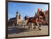 Horse Carriage with St. Mary Basilica in the background, Main Market Square, Cracow, Lesser Poland-Karol Kozlowski-Framed Photographic Print