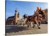 Horse Carriage with St. Mary Basilica in the background, Main Market Square, Cracow, Lesser Poland-Karol Kozlowski-Stretched Canvas