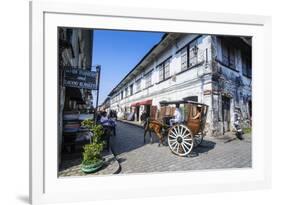 Horse Cart Riding Through the Spanish Colonial Architecture in Vigan, Northern Luzon, Philippines-Michael Runkel-Framed Photographic Print