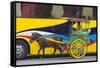 Horse Cart Walk by Colorfully Painted Bus, Manila, Philippines-Keren Su-Framed Stretched Canvas