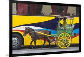 Horse Cart Walk by Colorfully Painted Bus, Manila, Philippines-Keren Su-Framed Photographic Print