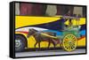 Horse Cart Walk by Colorfully Painted Bus, Manila, Philippines-Keren Su-Framed Stretched Canvas