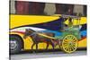 Horse Cart Walk by Colorfully Painted Bus, Manila, Philippines-Keren Su-Stretched Canvas