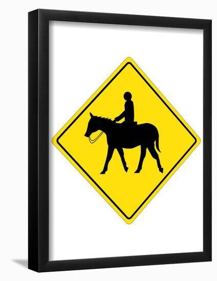 Horse Crossing Sign Poster-null-Framed Poster