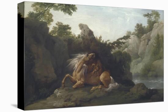 Horse Devoured by a Lion-George Stubbs-Stretched Canvas