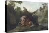 Horse Devoured by a Lion-George Stubbs-Stretched Canvas