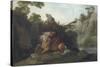 Horse Devoured by a Lion-George Stubbs-Stretched Canvas