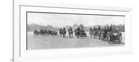 Horse-Drawn Artillery Passing the Palace of Versailles, France, August 1914-null-Framed Premium Giclee Print