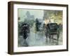 Horse Drawn Cabs at Evening, New York, C.1890-Childe Hassam-Framed Giclee Print