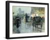 Horse Drawn Cabs at Evening, New York, C.1890-Childe Hassam-Framed Giclee Print