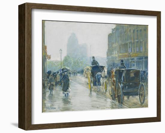 Horse Drawn Cabs, New York, 1891-Childe Hassam-Framed Giclee Print