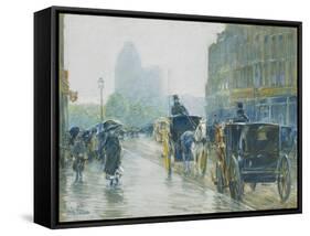 Horse Drawn Cabs, New York, 1891-Childe Hassam-Framed Stretched Canvas