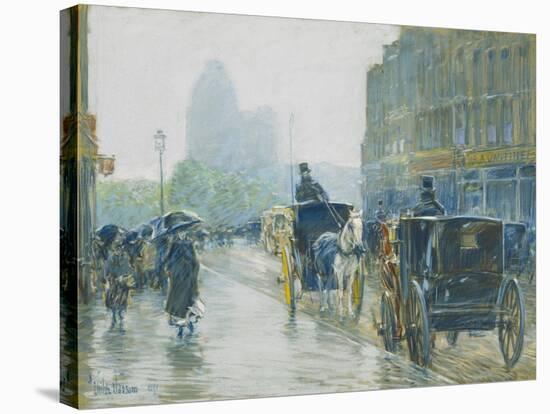 Horse Drawn Cabs, New York, 1891-Childe Hassam-Stretched Canvas
