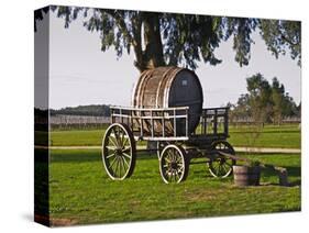 Horse Drawn Carriage Cart and Wooden Barrel, Bodega Juanico Familia Deicas Winery, Juanico-Per Karlsson-Stretched Canvas