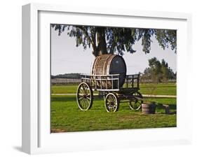 Horse Drawn Carriage Cart and Wooden Barrel, Bodega Juanico Familia Deicas Winery, Juanico-Per Karlsson-Framed Photographic Print