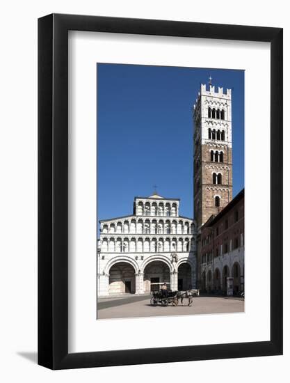 Horse Drawn Carriage Crossing the Piazza San Martino, Lucca, Tuscany, Italy, Europe-James Emmerson-Framed Photographic Print