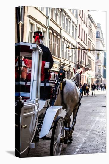 Horse-Drawn Carriage in Krakow, Poland.-Curioso Travel Photography-Stretched Canvas