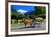 Horse-drawn Carriage on Hoeheweg Street with View of the Jungfrau Massif, Interlaken-null-Framed Art Print