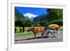 Horse-drawn Carriage on Hoeheweg Street with View of the Jungfrau Massif, Interlaken-null-Framed Art Print