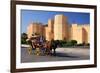 Horse drawn carriage ride in front of the Ribat in Monastir, Tunisia-null-Framed Art Print