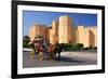 Horse drawn carriage ride in front of the Ribat in Monastir, Tunisia-null-Framed Art Print