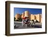 Horse drawn carriage ride in front of the Ribat in Monastir, Tunisia-null-Framed Art Print