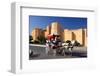 Horse drawn carriage ride in front of the Ribat in Monastir, Tunisia-null-Framed Art Print