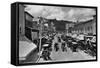 Horse-Drawn Carriages and Storefronts on Mackinac Island-null-Framed Stretched Canvas