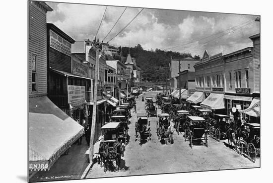 Horse-Drawn Carriages and Storefronts on Mackinac Island-null-Mounted Premium Photographic Print