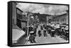 Horse-Drawn Carriages and Storefronts on Mackinac Island-null-Framed Stretched Canvas