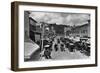 Horse-Drawn Carriages and Storefronts on Mackinac Island-null-Framed Photographic Print