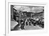 Horse-Drawn Carriages and Storefronts on Mackinac Island-null-Framed Photographic Print