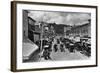 Horse-Drawn Carriages and Storefronts on Mackinac Island-null-Framed Photographic Print