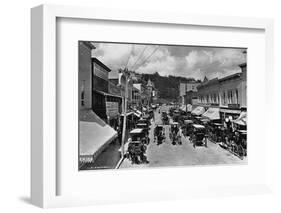 Horse-Drawn Carriages and Storefronts on Mackinac Island-null-Framed Photographic Print