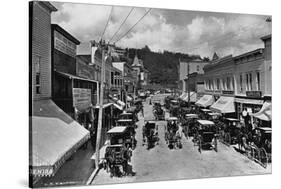 Horse-Drawn Carriages and Storefronts on Mackinac Island-null-Stretched Canvas