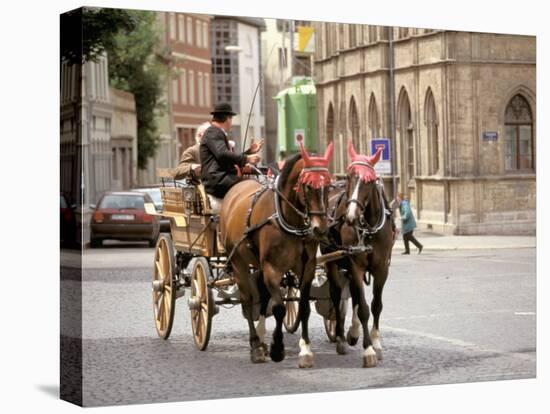 Horse Drawn Carriages, Weimar, Thuringen, Germany-Walter Bibikow-Stretched Canvas